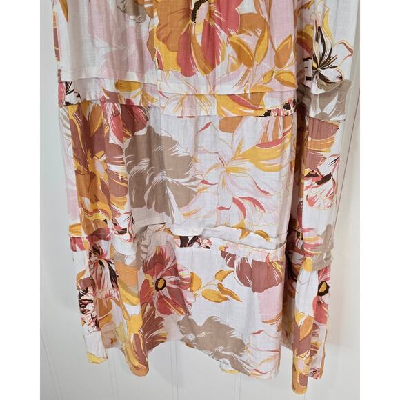 Mlle Gabrielle Dress Tropical Cotton Fit Flare Cotton Tiered Midi Size Large - Picture 6 of 9